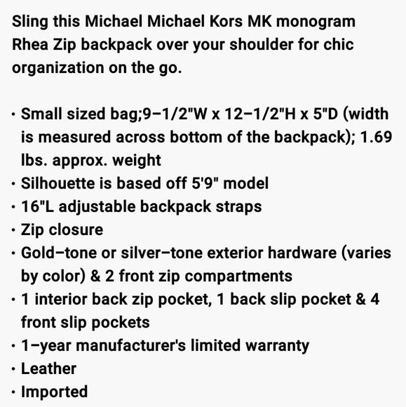 Michael Kors Rhea Medium Backpack White - Picture 8 of 8